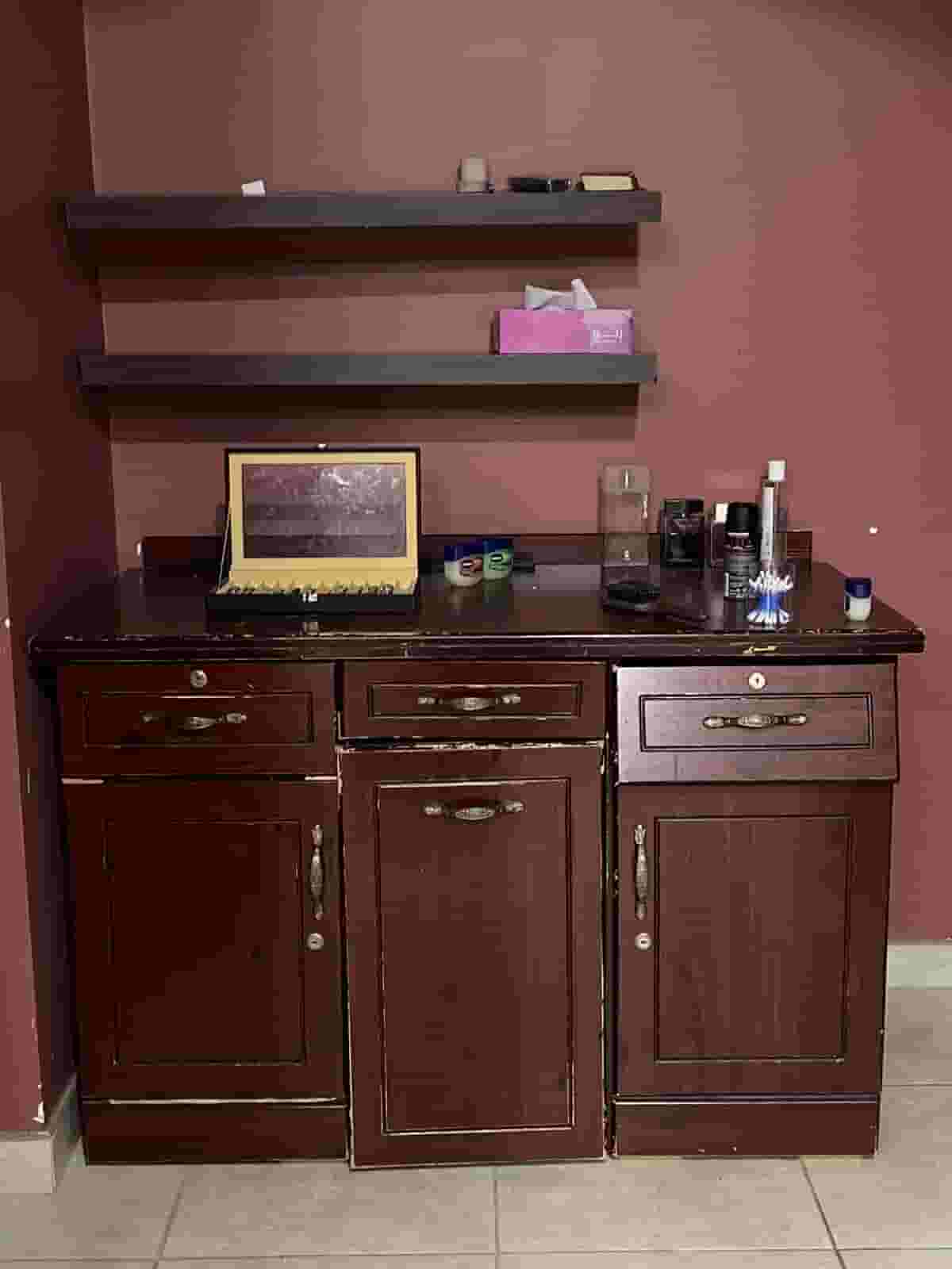 Wooden Desk with Hidden Chair For Sale